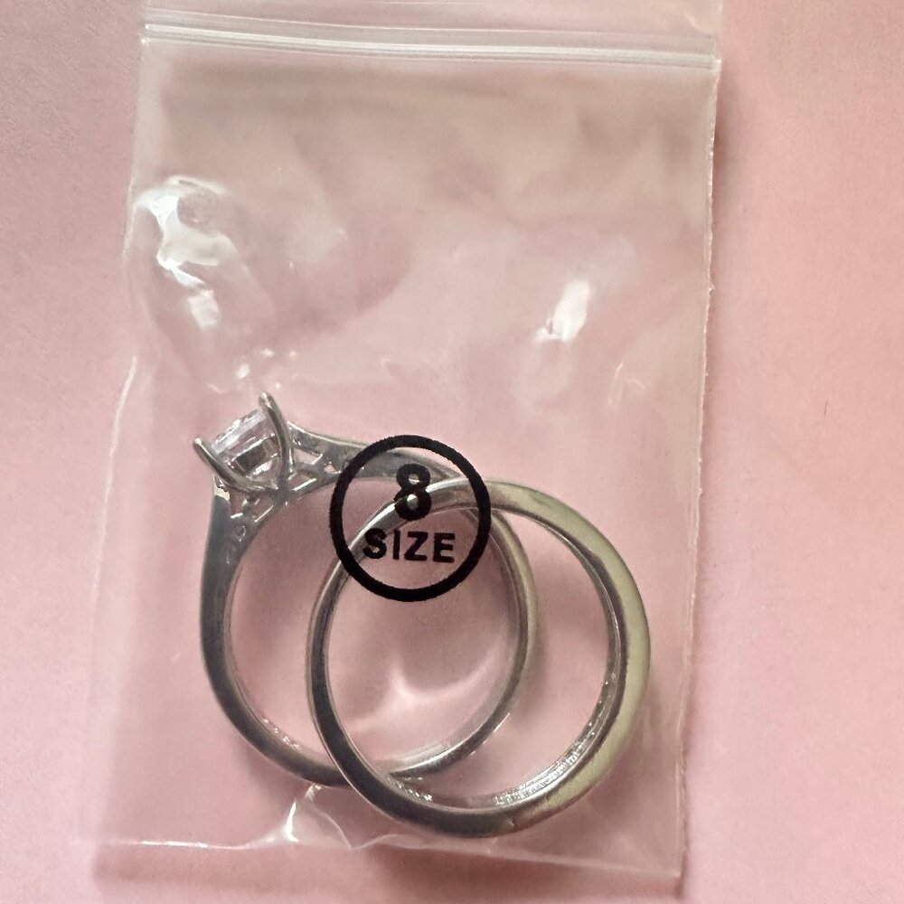 1 Pair Vintage 925 Sterling Silver Wedding Anniversary Ring Set for Women NEW